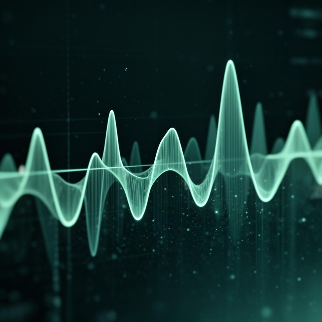 Waveform visualization of sentence-length variance, mint-green peaks against dark background