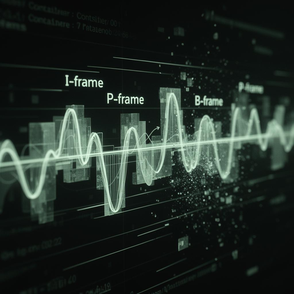 Macro view of a video codec waveform with I-frame, P-frame and B-frame structure